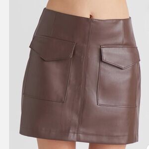 Dex Faux Leather Mini Skirt In Rustic Brown